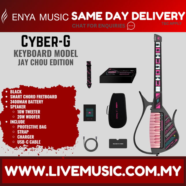 Cyber-G stringless electric guitar, black body with pink lit fret panel