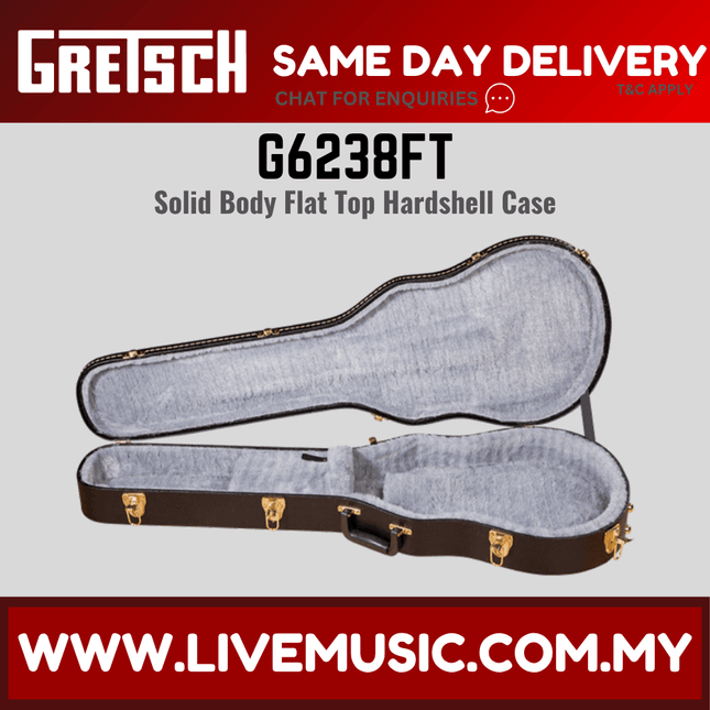 Gretsch G6238FT Solid Body Flat Top Hardshell Case, Black