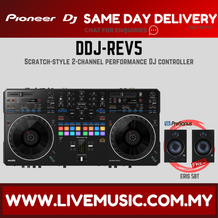 Pioneer DJ DDJ-REV5 4-deck DJ Controller with Stem Separation With Monitor Speaker And Case ( DDJ REV5 / DDJREV5)
