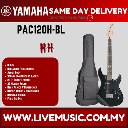 Yamaha PAC120H Pacifica Electric Guitar - Black ( PAC 120H / PAC-120H )