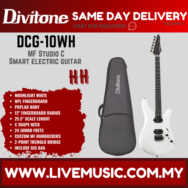 Divitone DCG-10 HH MF Studio C Electric Guitar - White ( DCG10 DCG 10 )