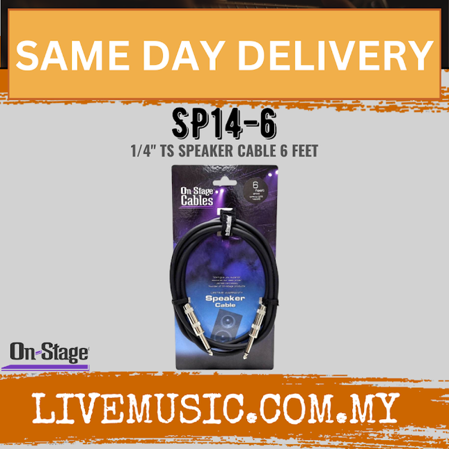 On Stage Sp14-6 14awg Speaker Cable 6 Ft', QTR-QTR ( SP146 / SP14 6 )