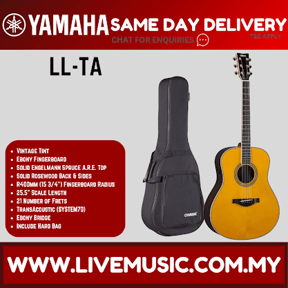 Yamaha LL-TA TransAcoustic Dreadnought Acoustic-Electric Guitar with Hard Bag - ( LLTA / LL-TA-VT )