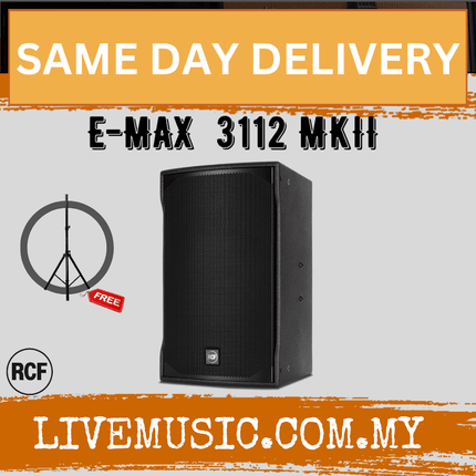 RCF E-MAX 3112 MKII HIGH POWER TWO-WAY SPEAKER WITH SPEAKER STAND AND CABLE ( EMAX3112 / E MAX 3112 / MKII )