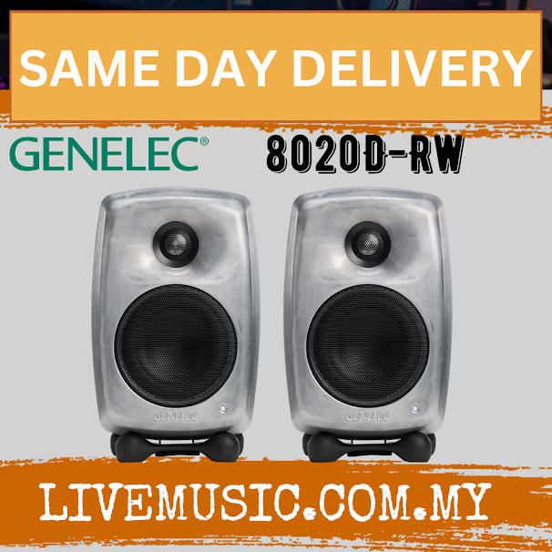 Genelec 8020D powered studio monitor speaker pair, raw gray with black front grilles