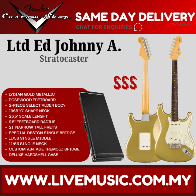 Fender Custom Shop Ltd Ed Johnny A. Signature Stratocaster Electric Guitar, Lydian Gold Metallic