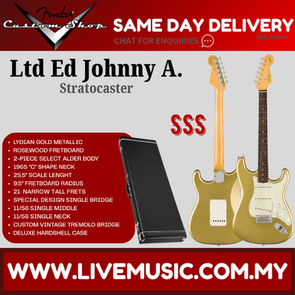 Fender Custom Shop Ltd Ed Johnny A. Signature Stratocaster Electric Guitar, Lydian Gold Metallic