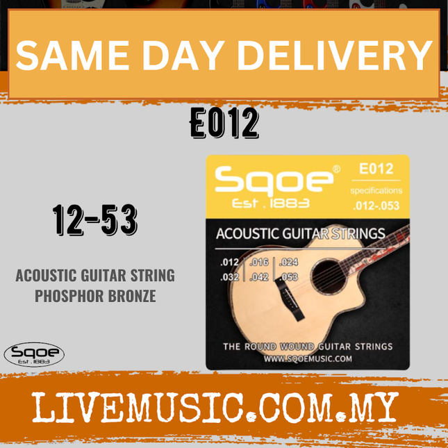Sqoe QX-SQ-E012 Acoustic Guitar String 12-53 - ( E-012 / QX SQ E012 / QXSQE012 )