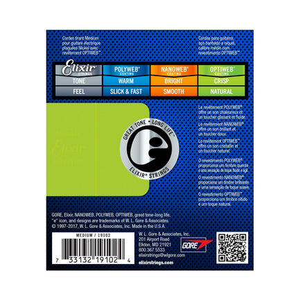 Elixir 19102 Optiweb Coated Medium Electric Guitar Strings (11-49)