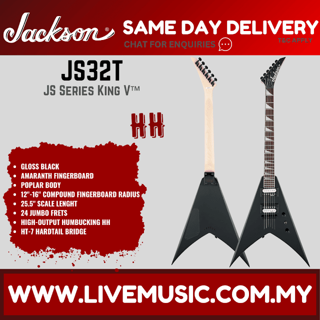 Jackson JS Series King V JS32T Electric Guitar, Amaranth FB, Gloss Black