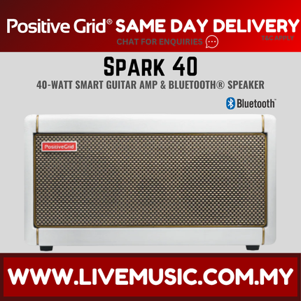 Positive Grid Spark 40 Watt Smart Guitar Amp & Bluetooth Speaker - Black / White ( Spark-40 Spark40 )