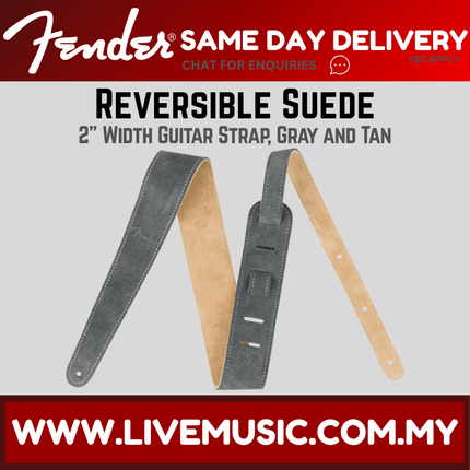 Fender 2inch Reversible Suede Guitar Strap - Gray/Tan