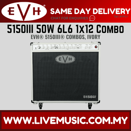 EVH 5150III 50W 6L6 1x12 Guitar Combo Amplifier - Black/Ivory