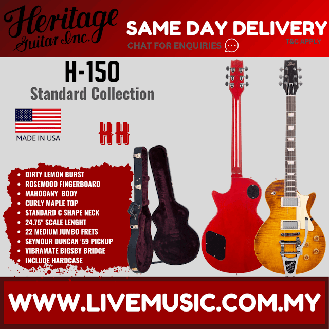 Heritage Standard Collection H-150 Electric Guitar w/Case, Dirty Lemon Burst, Bigsby ( H150  H 150 )