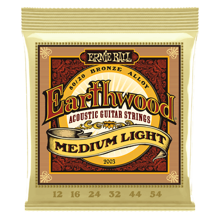 Ernie Ball 2003 Medium Light Earthwood 80/20 Bronze Acoustic Strings (12-54/EB2003)