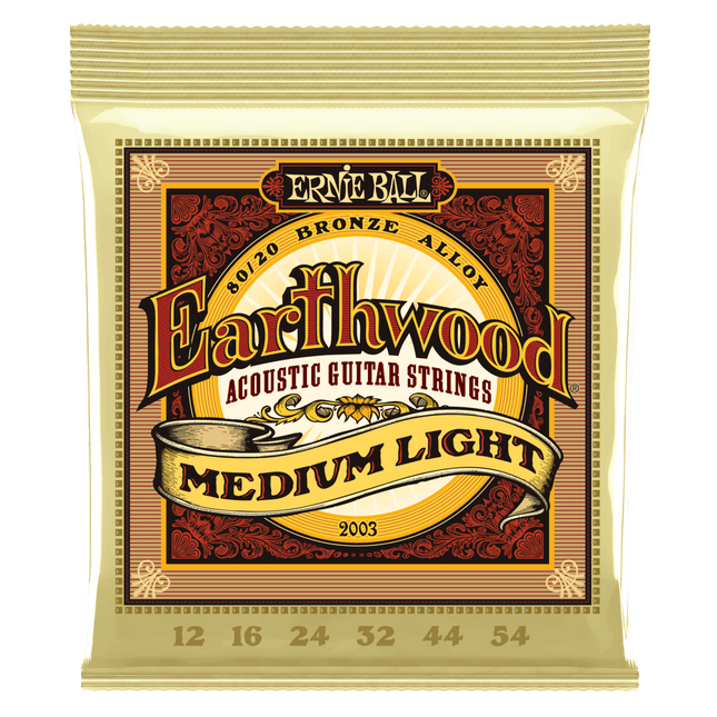 Ernie Ball 2003 Medium Light Earthwood 80/20 Bronze Acoustic Strings (12-54/EB2003)