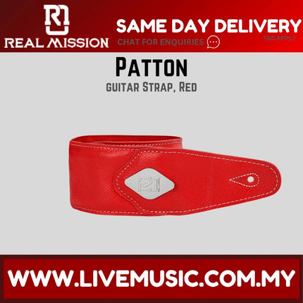 Real Mission Patton Wholesale Adjustable Leather Guitar Strap - Black / Red / Brown