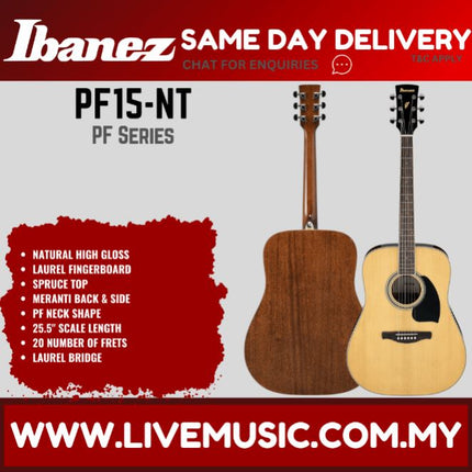 Ibanez PF15 Acoustic Guitar -  Natural High Gloss ( PF-15 / PF 15 )