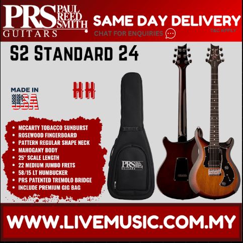 PRS S2 Standard 24 Electric Guitar w/Bag,McCarty Tobbaco Sunburst