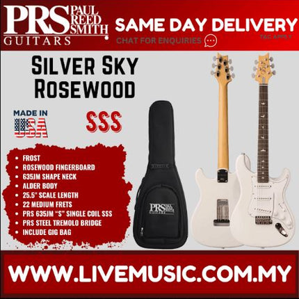 PRS John Mayer Silver Sky Rosewood Electric Guitar w/Bag-Frost