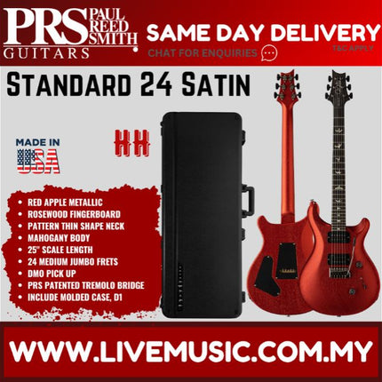 PRS Standard 24 Satin Electric Guitar, Red Apple Metallic