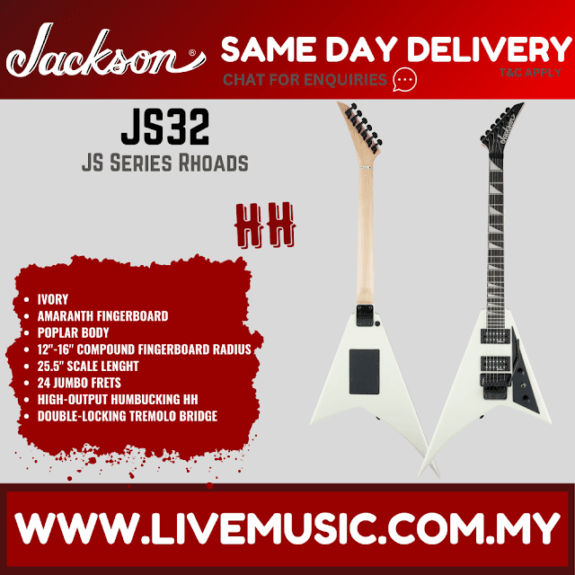 Jackson JS32 Rhoads - JS Series Electric Guitar Amaranth Fretboard - Satin Gray/Ivory (JS-32/JS 32)