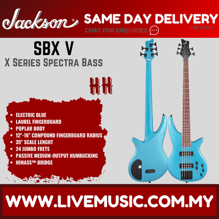 Jackson X Series Spectra SBX V 5-String Bass Guitar, Laurel Fretboard - Electric Blue