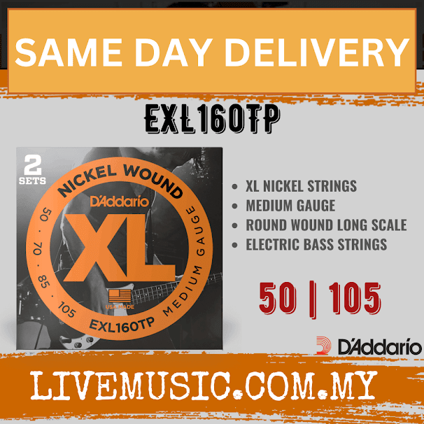 D'addario EXL160TP Xl Nickel Bass Strings, Medium Long Scale, 50-105 Gauge, 2-pack