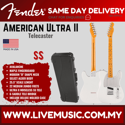 Fender American Ultra II Telecaster Electric Guitar, Maple FB, Avalanche