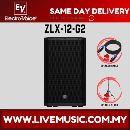 EV Electro-Voice ZLX-12 G2 1000W 12" Passive Speaker With Speaker Stand-Each / Pair (ZLX 12 ZLX12)