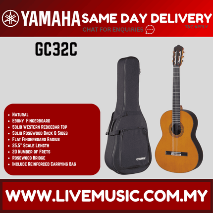 Natural wood classical guitar with dark fretboard and included soft gig bag