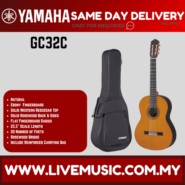 Natural wood classical guitar with dark fretboard and included soft gig bag