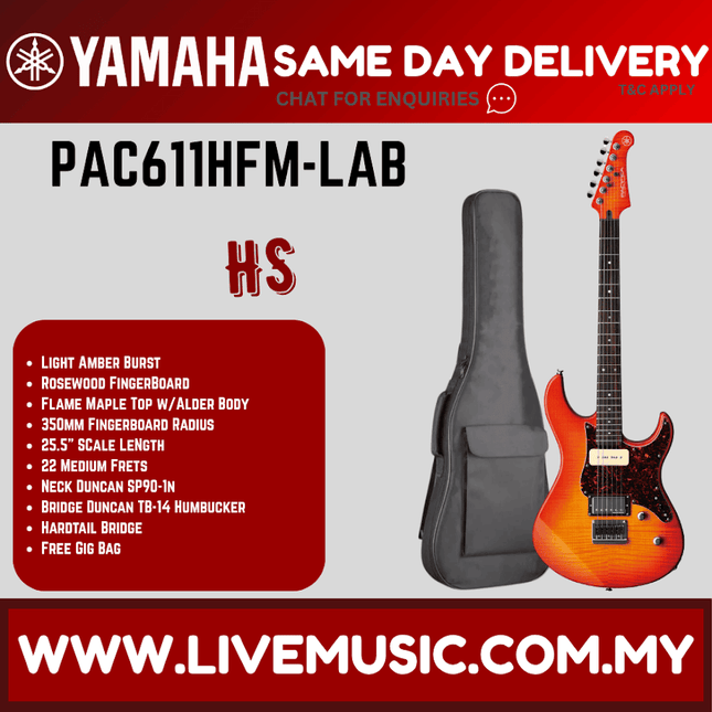 Yamaha PAC611HFM Pacifica Electric Guitar - Light Amber Burst ( PAC 611HFM / PAC-611HFM )