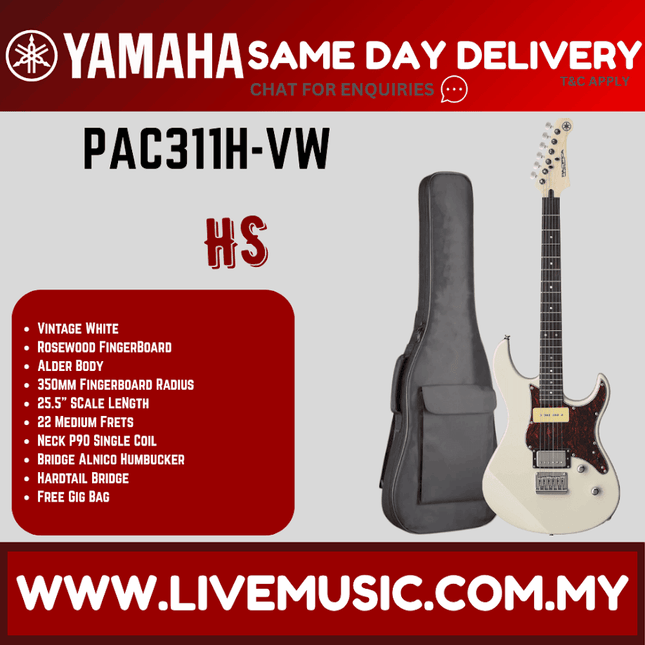 Yamaha PAC311H Pacifica Electric Guitar - Vintage White ( PAC 311H / PAC-311H )