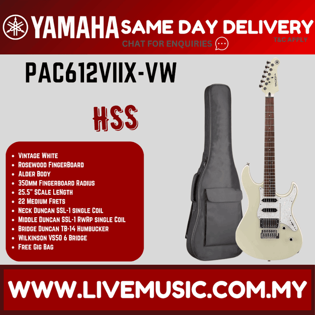 Yamaha Pacifica PAC612VIIX-MSB Electric Guitar -Vintage White ( PAC 612VIIX / PAC-612VIIX )