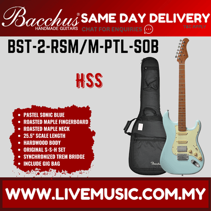 Bacchus BST-2-RSM/M Electric Guitar, Roasted Maple Fretboard - Pastel Sonic Blue (BST2RSM/BST-2-RSM)
