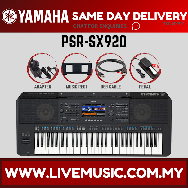 Yamaha PSR-SX920 61-key Professional Arranger Workstation w/Accessories ( PSRSX920 / SX920 ) Replace PRS-SX900 SX-900