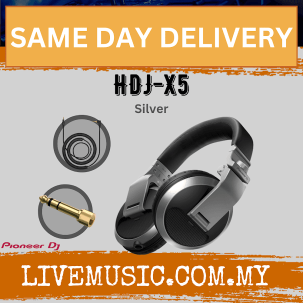 Pioneer DJ HDJ-X5 Professional DJ Headphones - Black / Silver (HDJ X5/HDJX5)