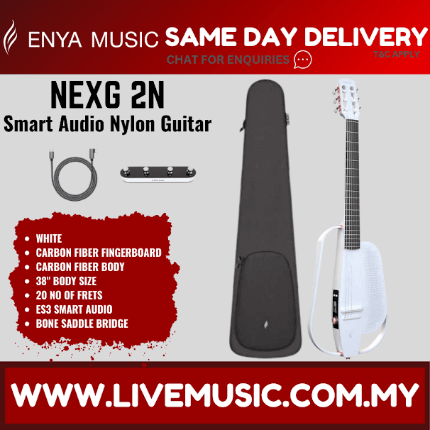 White carbon fiber smart audio nylon guitar with black gig bag