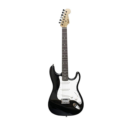 Squier MM Stratocaster Hard Tail Electric Guitar, Laurel FB, Black