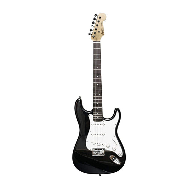 Squier MM Stratocaster Hard Tail Electric Guitar, Laurel FB, Black