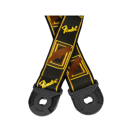 Fender Quickgrip Monogram Guitar Strap - Black/Yellow/Brown