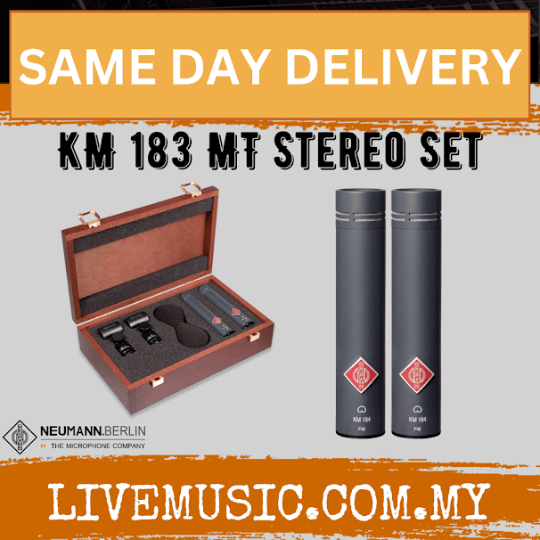 Neumann KM 183 Small Diaphragm Omnidirectional Condenser Microphone Stereo Set - Nickel / Matte Black (KM183 Stereo Set)