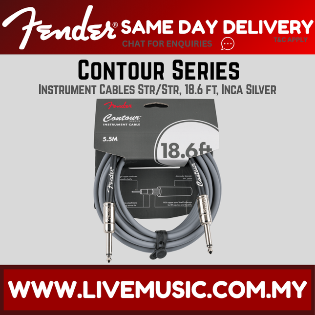 18.6 ft contour series instrument cable in inca silver, 1/4-inch connectors