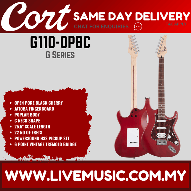 Cort G110-OPBC Electric Guitar Jatoba Fretboard with Gig Bag - Black Cherry ( G110OPBC / G110)