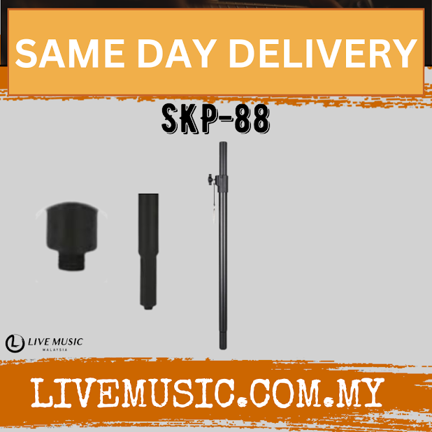 Black speaker pole with threaded end and insert, SKP-88 distance stand