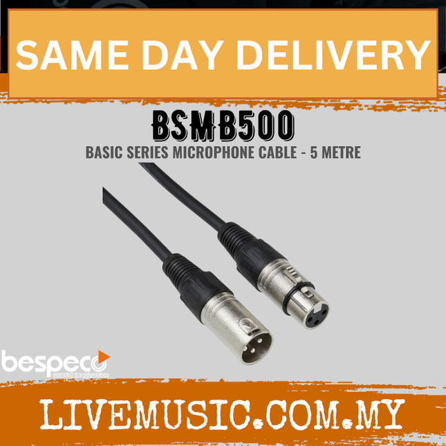 Bespeco BSMB500 5 Metres (XLR Male – XLR Female) Microphone Cable