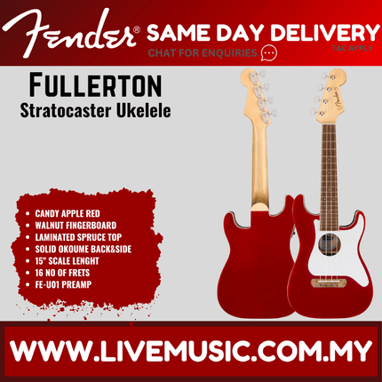 Fender Fullerton Stratocaster Ukulele, Candy Apple Red