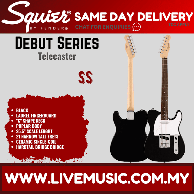 Squier Debut Series Telecaster Electric Guitar, Laurel FB, Black