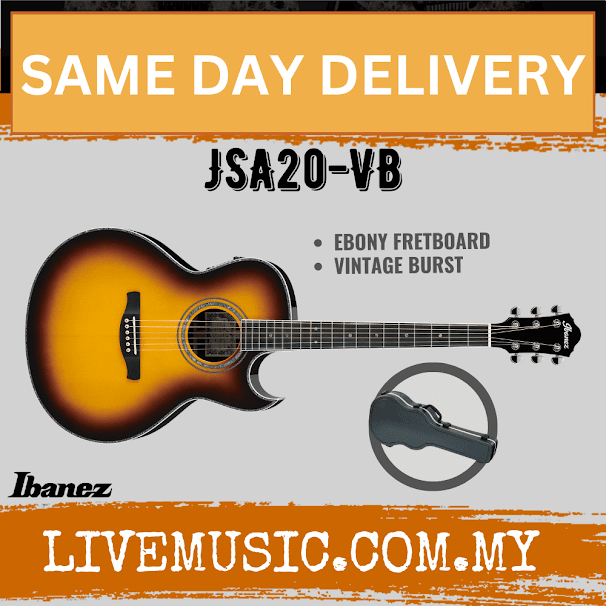 Ibanez JSA20-VB Joe Satriani Signature Acoustic/Electric Guitar, Ebony Neck, Vintage Burst ( JSA20 VB / JSA20VB )